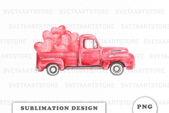 Download Watercolor Vintage Red Truck Valentines - Premium Resources
