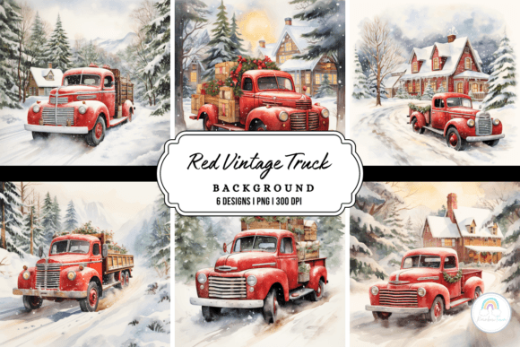Download Watercolor Vintage Red Truck Background - Premium Resources