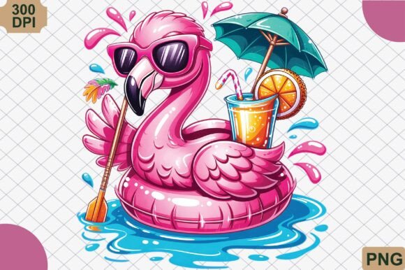 Download Cute Flamingo Pool Float Summer PNG - Premium Resources