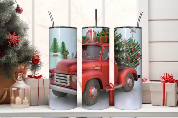 Download Christmas Tumbler Wrap Vintage Red Truck - Vintage red truck Collection